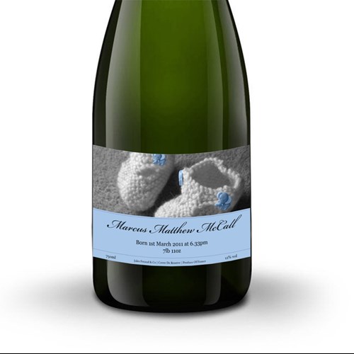 Personalised Champagne - Baby Boy Label - 5 Stars
